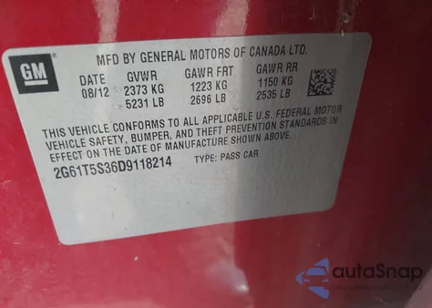 2013 Cadillac Xts Premium from USA, damaged, VIN 2G61T5S36D9118214